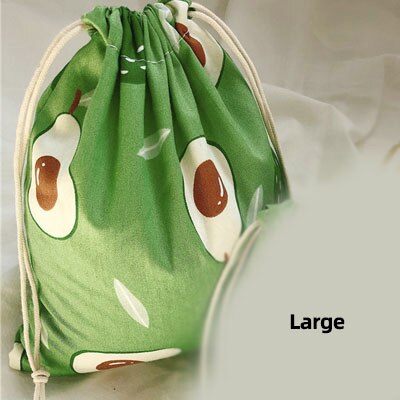 Portable Women Drawstring Bags Handmade Cotton Linen Ladies Storage Package Bag Avocado Small Travel Cloth Pouch: Avocado L