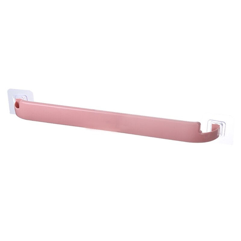 Plastic Towel Hanger Rail No Drill Bath Towel Holder Single Bar Towel Holder: Pink