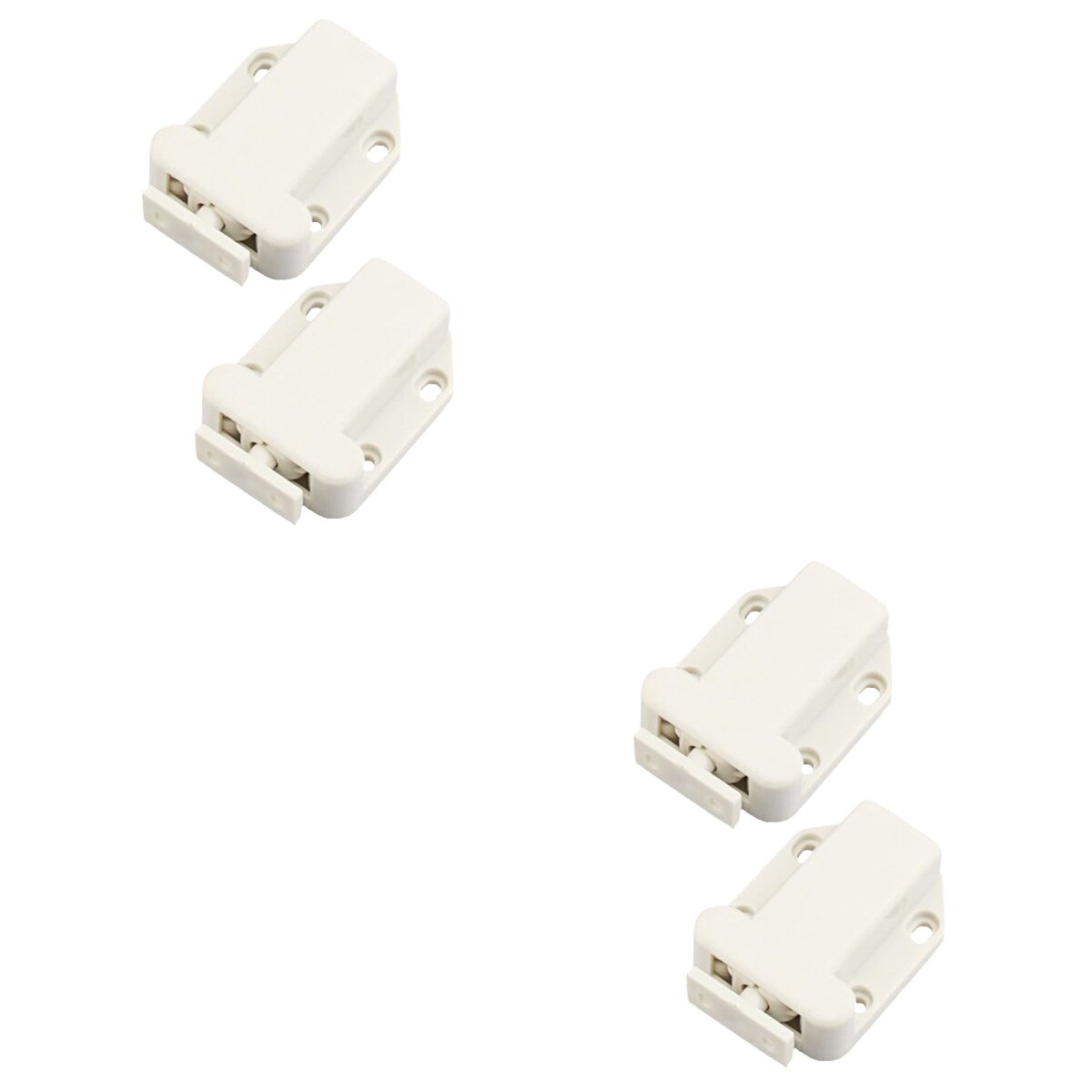 4 pcs Self-locking Door Catch Door Drawer Cabinet Catch Push To Open Device for Furniture Cabinet Cupboard (White)