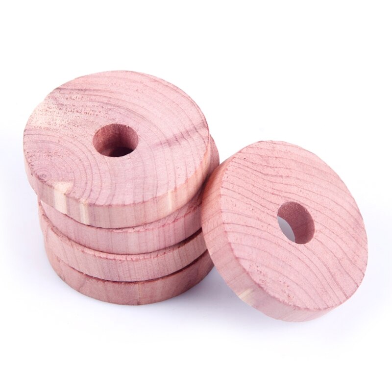 12Pcs Cederhout Blok Ronde Ring Garderobe Natuurlijke Muggenspray Motbestendig