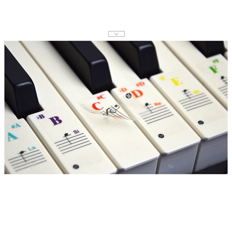 Piano Stickers for Keys Colorful Transparent Piano Keyboard Stickers Full Set Sticker Reusable