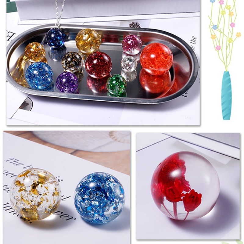 Abalorios redondos de bolas de 8 tamaños para decoración, molde de silicona de resina hecho a mano, herramientas de fabricación de joyas, Moldes de resina epoxi