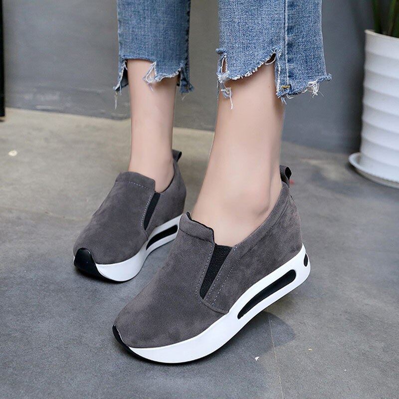 Femmes Creepers Chaussures Vulcanisées femmes Décontracté Plat Plate-Forme Femme Élastique Chaussures Femme Minceur Troupeau Appartements Chaussures
