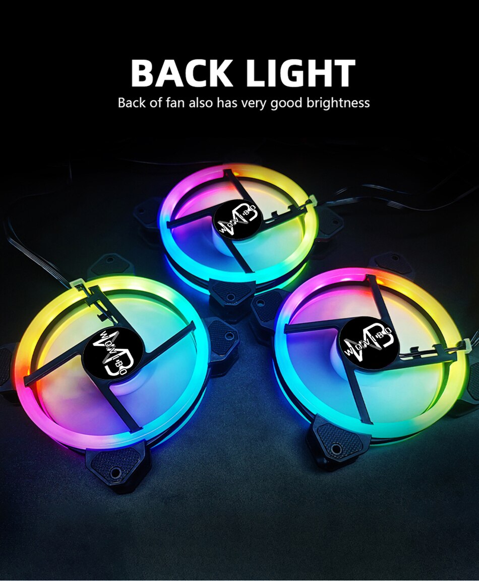 Wovibo-Ventilador RGB de 120mm, enfriador silencioso Argb, Pc, ordenador, 6 pines, 12cm, placa base, sincronización Aura