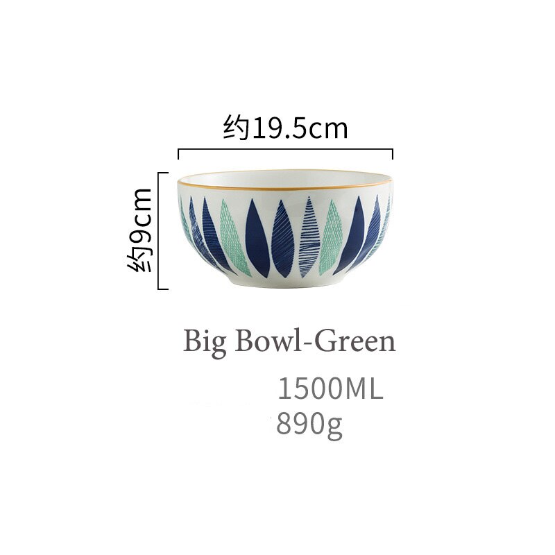 Japońska zastawa stołowa ceramiczna kreatywna ręcznie malowana miska na makaron naczynia ceramiczne płytkie talerze New Arrival miski: Big Bowl Green