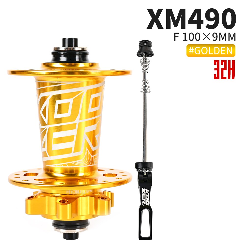 Koozer Bike Hubs 28/32/36 Holes MTB Front Hub Sealed Bearing Hub QR 100x9MM Thru 100x15MM Bicycle Hub For SHIMANO HG 8 -12Speed: 32H 100x9 Gold