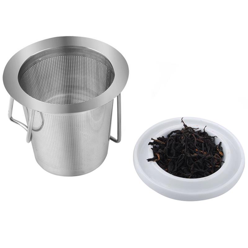 Gjenbrukbar 304 rustfritt stål te sil filter filter kurv folding te infuser kurv med lokk te sil til tekanne