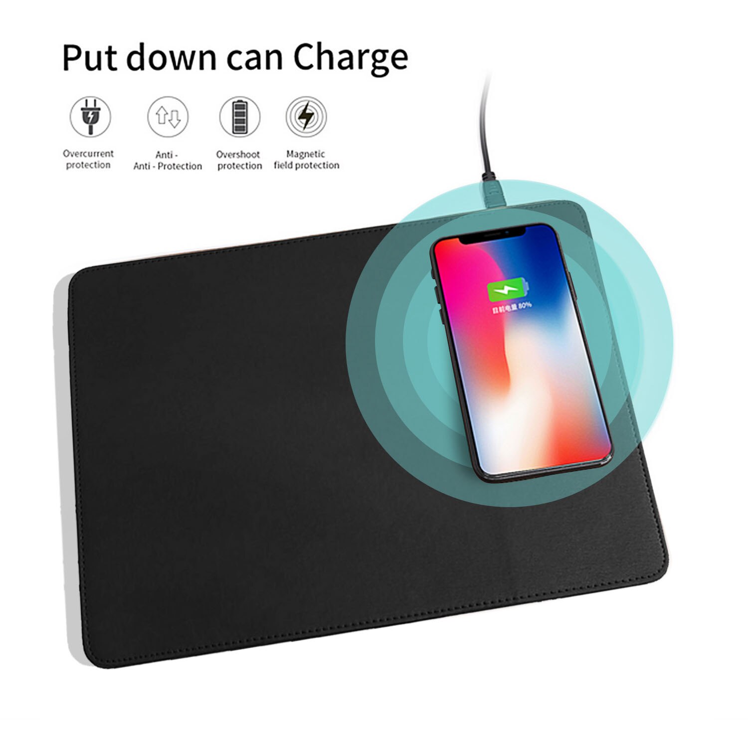 Besegad 2 In 1 5W Draadloze Oplader Mousepad Pu Mouse Pad Mat Voor Samsung Galaxy Note 10 Plus huawei Een Plus Xiaomi