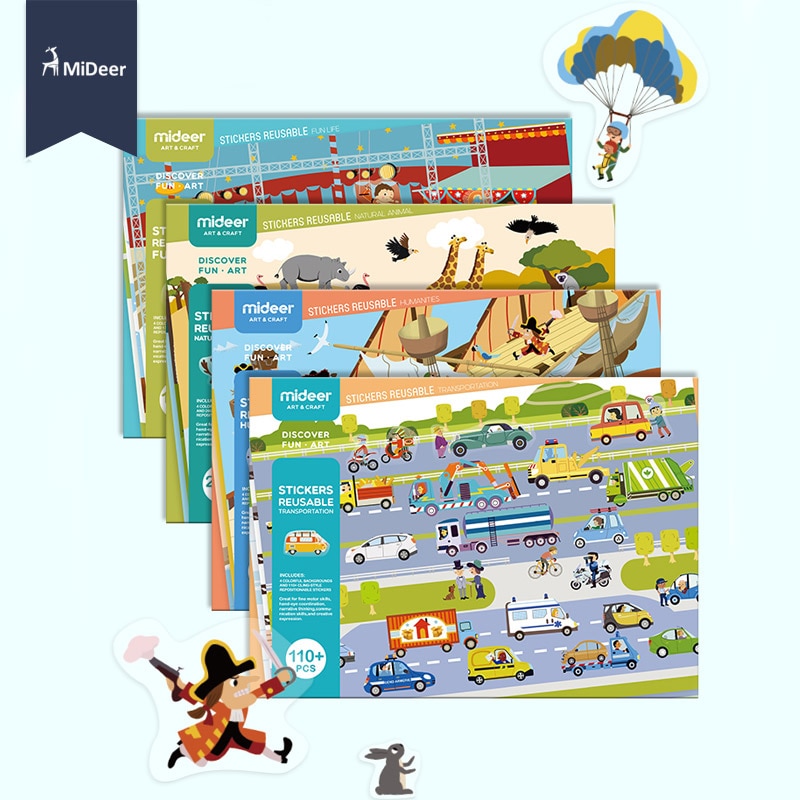 Mideer Herbruikbare Stickers Boek Gamepad Collection Kids Educatief Speelgoed Voor Kinderen Puzzel Verwijderbare Achtergrond Scènes