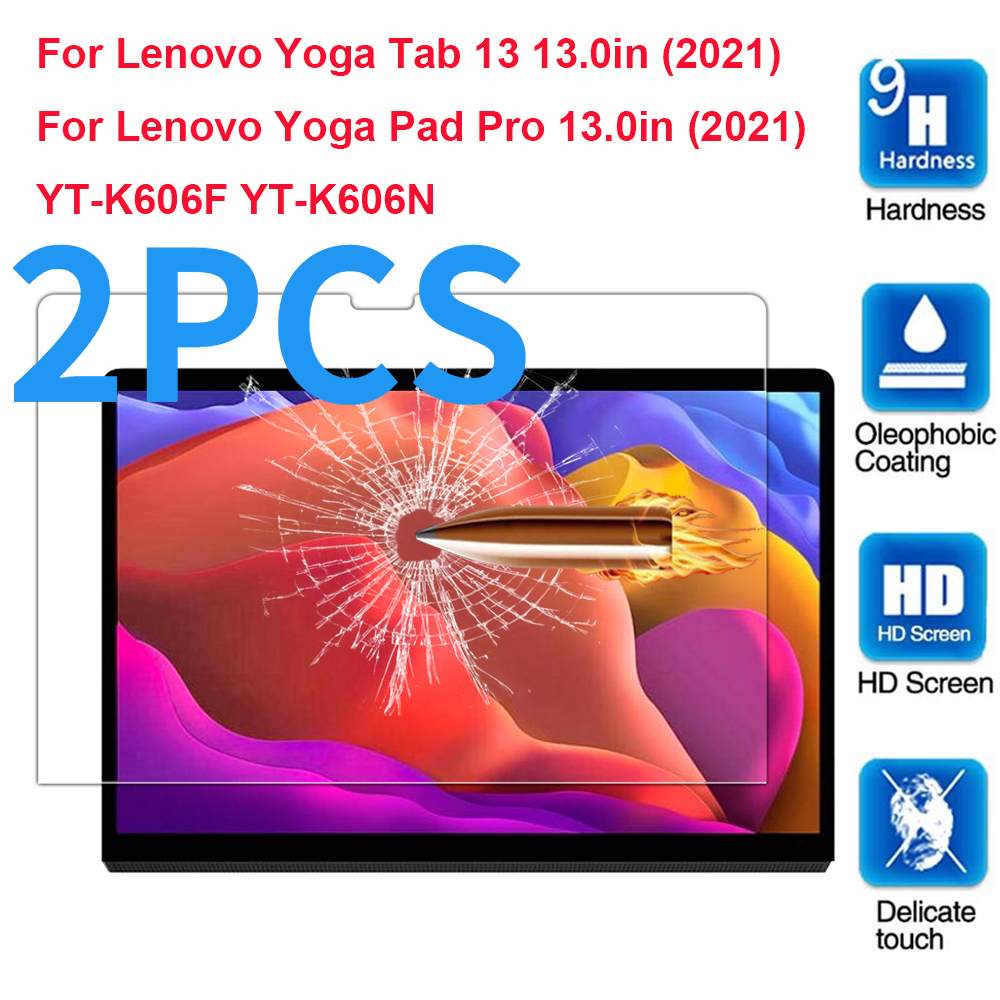 Lenovo – protecteur d&#39;écran pour tablette, 3 pièces, 9H, en verre trempé, pour Yoga Pad Pro 13 pouces YT-K606F YT-K606N: 2PCS Glass
