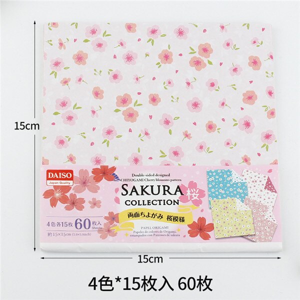 60Stck Bunte Origami Papier 15x15 cm Doppel Seite Falten Sakura Papiere freundlicher Handgemachte DIY Scrapbooking Handwerk Spielzeug: 2