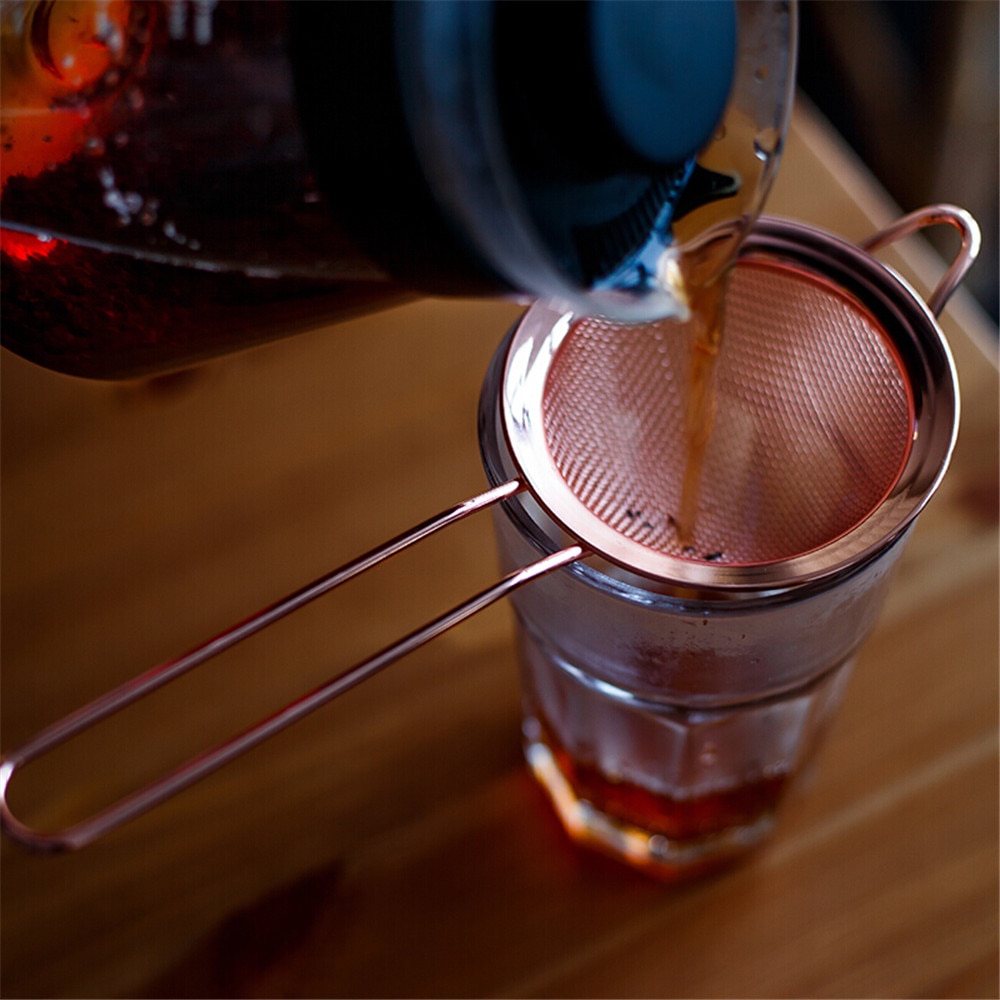 Kitchen Stainless Steel Strainer Cooking Oil Flour Filter Sifter Tea Strainer Rose Gold Colander Kitchen Tools Accessories 1PC