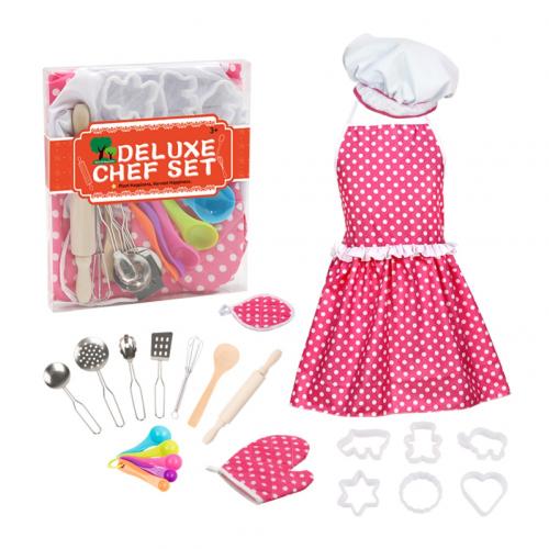 22 pz/set ragazza bambini cucina giochi di ruolo grembiule cuoco cappello strumenti di cottura giocattolo: Default Title