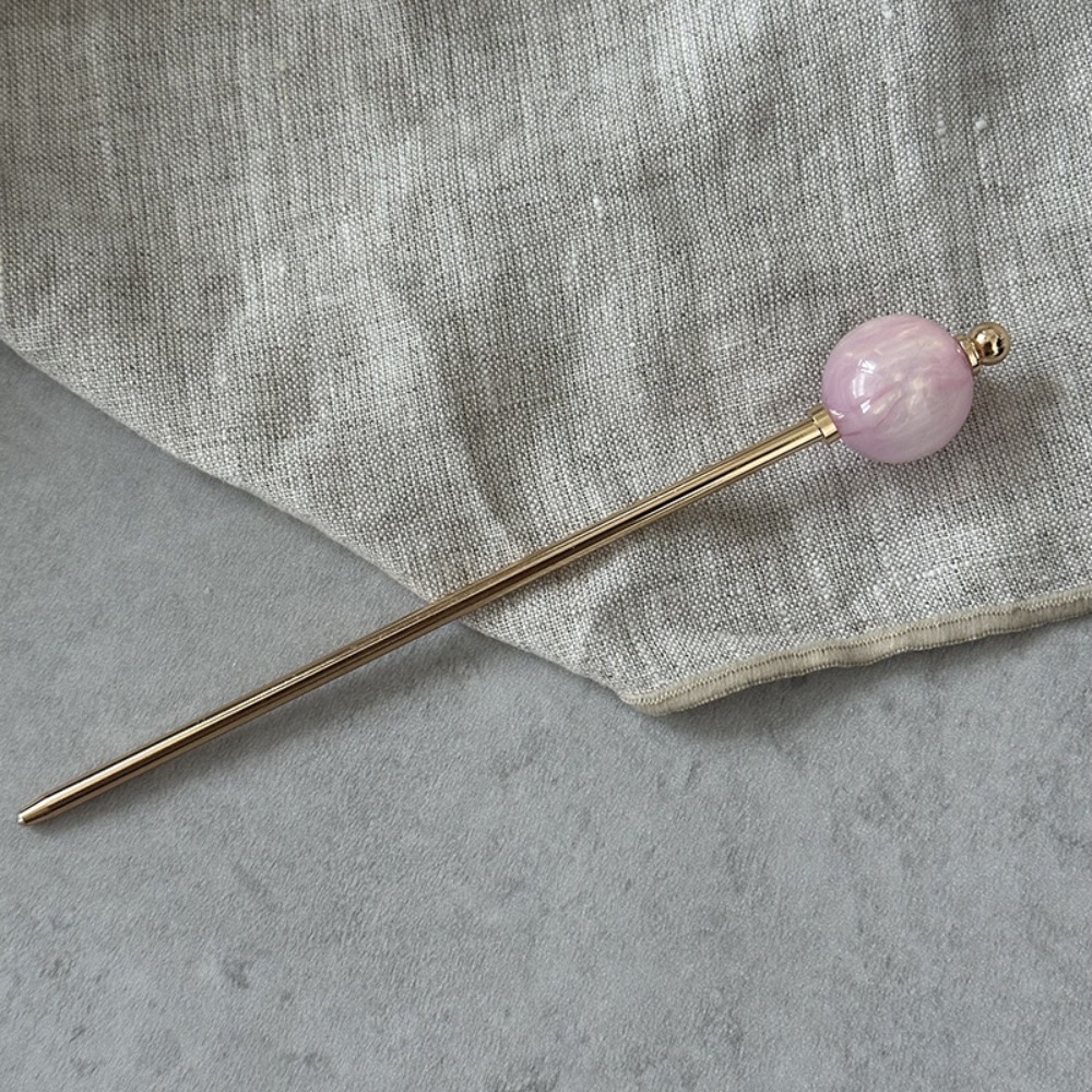 Modern Chinese Style Round Ball Metal Hairpin Fresh Alloy Panfa Artifact Simplicity Advanced Sense Hair Clip Headdress Stick: Yellow