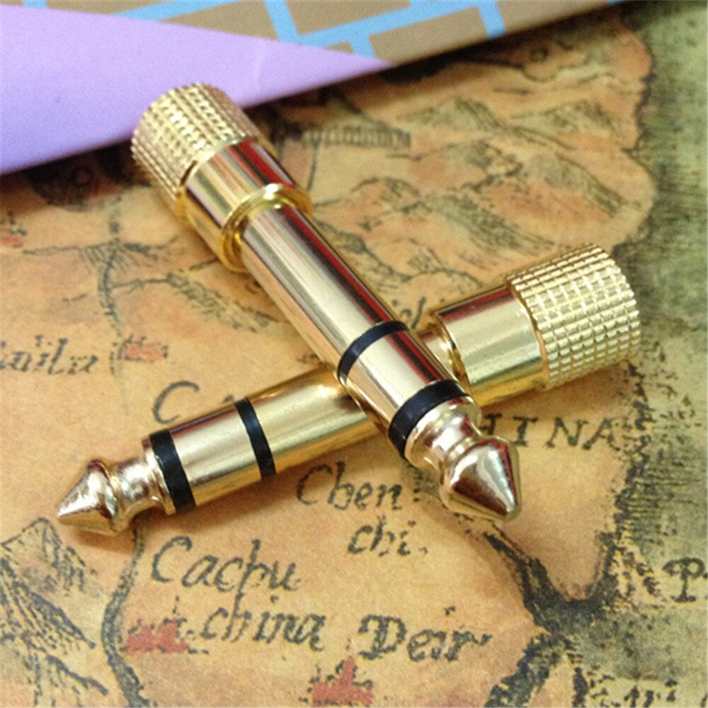2PCS direct gold-plated microphone headset 3.5mm female hole to turn 6.35 6.5mm male plug small minijack plug Wire Connector
