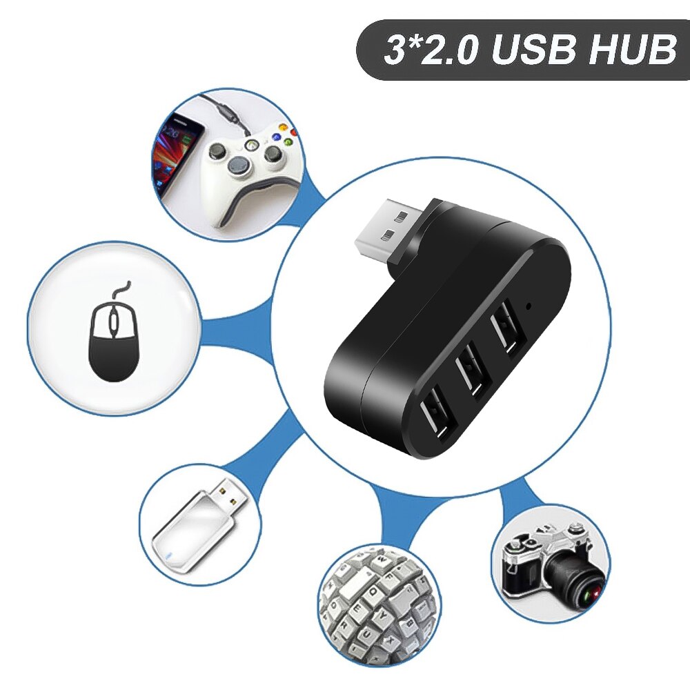 3 USB Hubs Usb Hub 2.0 3 Ports USB 2.0 Mini Rotate Splitter Adapter Hub For PC Notebook Laptop Mac Usb 3.0 Hub