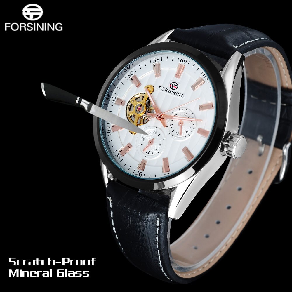 Forsining Relogio Masculino Eenvoudige Mannen Horloges Automatische Mechanische Kalender Tourbillion Week Display A825