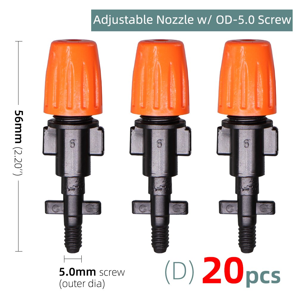 Aspersores atomizadores de pulverización para jardín, sistema de riego por goteo con conectores, boquilla de goteo de 1/4 &quot;y 3/8&quot;: D