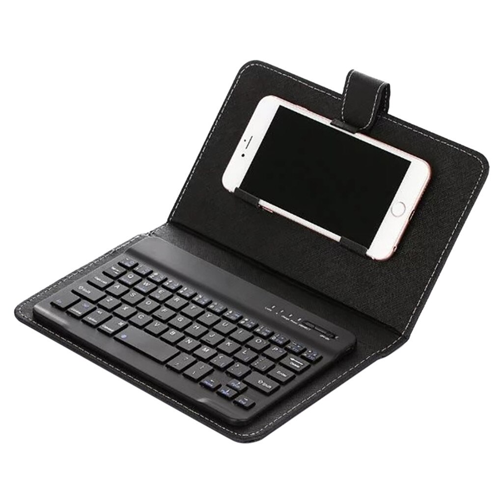 Wireless Bluetooth Keyboard and Leather Stand Case Filio Cover for iOS Android For Office hands free For iPhone 11 pro max: BK