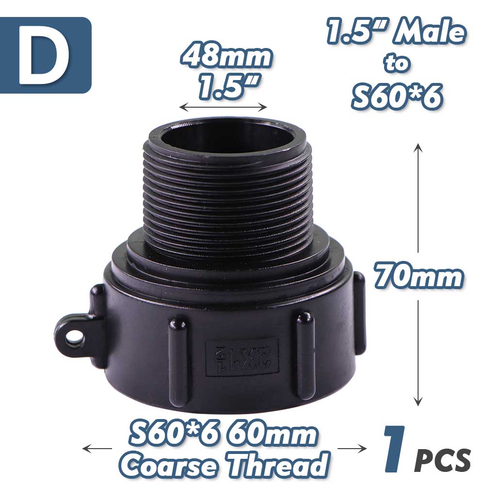 Adaptateur 60mm Femelle Vers 50mm Mâle Pour Réservoir IBC 1000L - Neuf