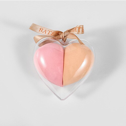 Esponjilla cosmética con caja en forma de corazón, 2 uds., esponja en forma de gota de agua para maquillaje, de colores múltiples esponjilla, cepillo para maquillaje esponja cosmética: Pink