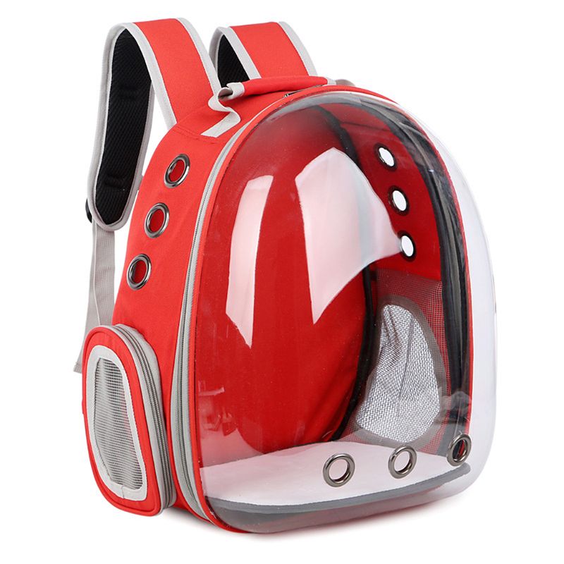 Åndbar, gennemsigtig kapsel, kattekat hvalp, rejserum, rygsæk, bæretaske: Rød