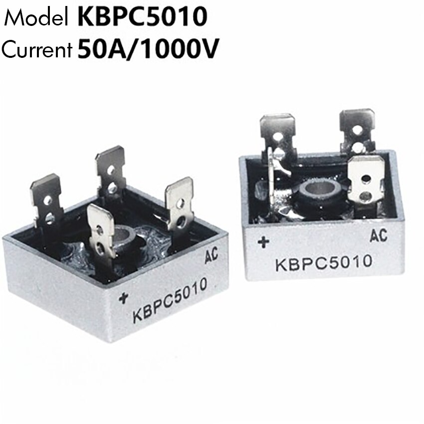 1pc kbpc 5010 silta tasasuuntaajan diodi 50a 1000v kbpc yksivaiheinen täysi aalto elektroninen metallikotelo diodit silta tasasuuntaaja