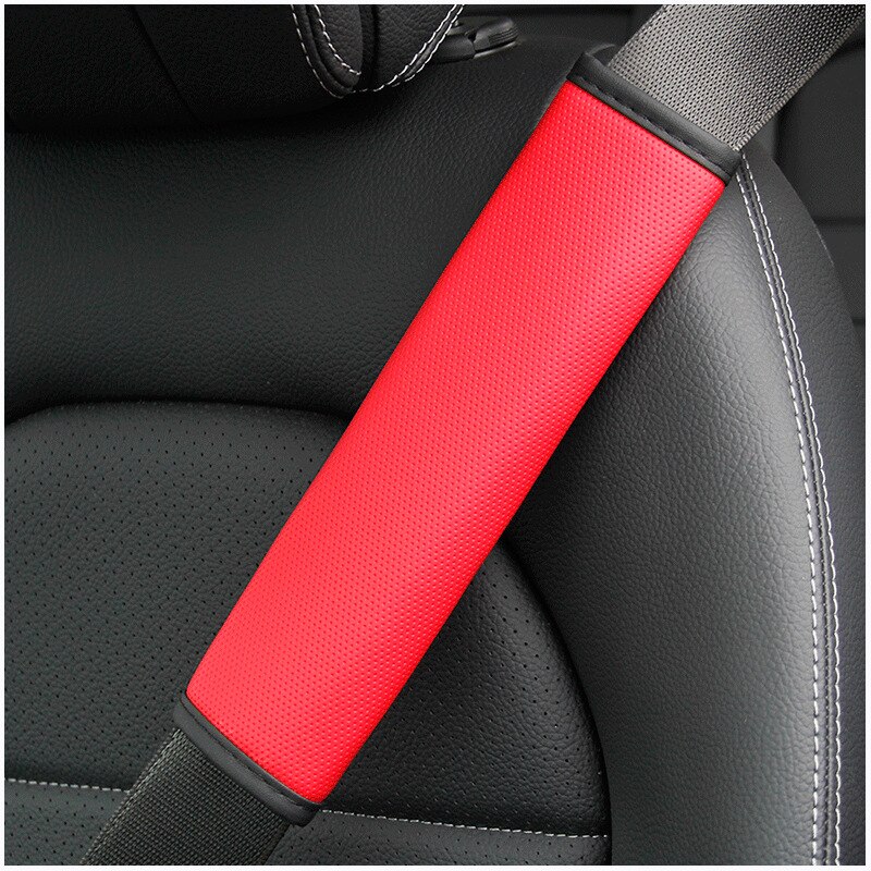 Bilsele skulderbeskytter, blød og behagelig hudfølende finporer bilsele bæltebeskytter dæk sikkerhedssele: Rød