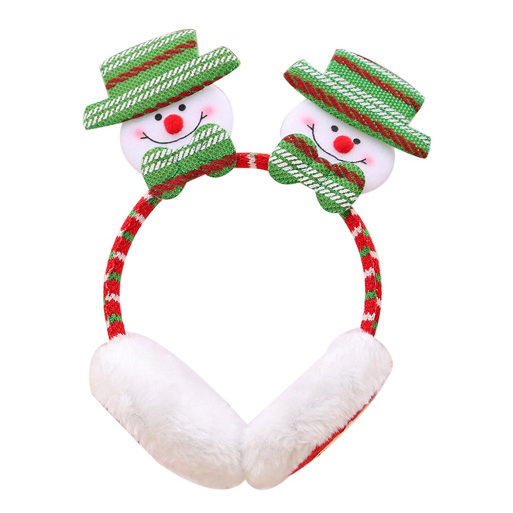 Christmas Luminous Earmuffs Cute Cartoon Ear Warmers Winter Xmas Headband Headwear Adult Children Christmas Ornaments: Snowman