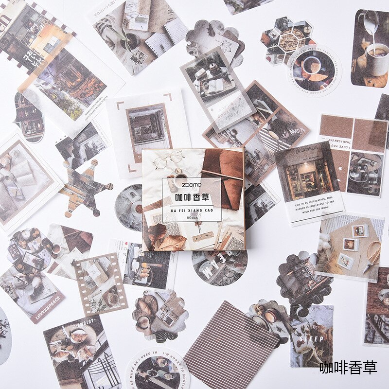 XINAHER 80 Pcs/box Vintage INS life Journal paper sticker DIY decoration sticker for album scrapbooking label sticker: B