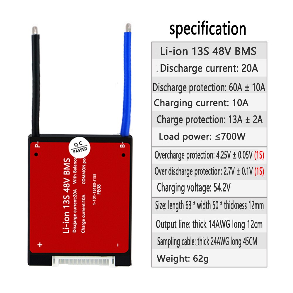 Liitokala 10S 13S 16S 20S Bms 20A 36V 48V 60V 72V Pcm pcb Voor 3.7V Lithium-Ion Accu 18650 Nmc E-Fiets Scooter Ntc
