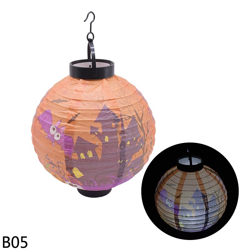 Halloween LED citrouille lanterne horreur lueur araignée crâne chauve-souris lampe à LED Halloween maison fête suspendus lustre décoration: B05