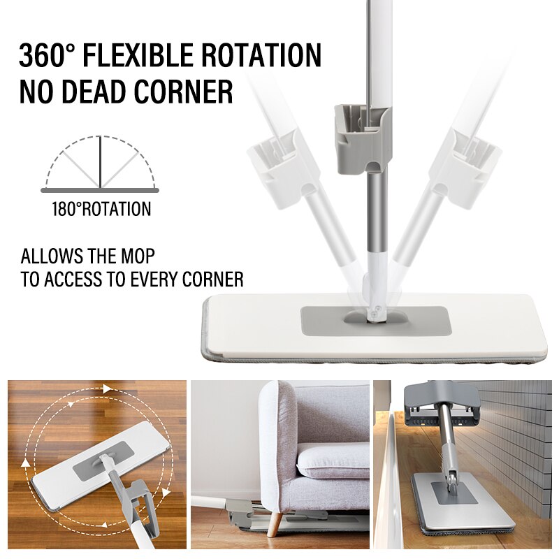 Fregona plana con cubo plegable, accesorio manos libres, almohadilla de repuesto de microfibra, giratoria automática, limpieza del hogar