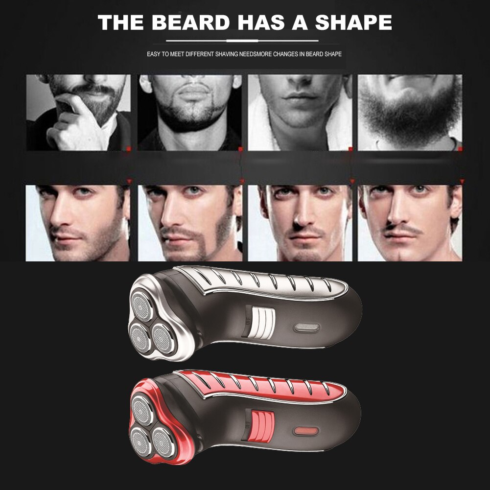 Clean Trimmer Dual Use Shaver Shaving Machine Barber Trimmer Electric Razor 3 Blades Rotating Washable Beard