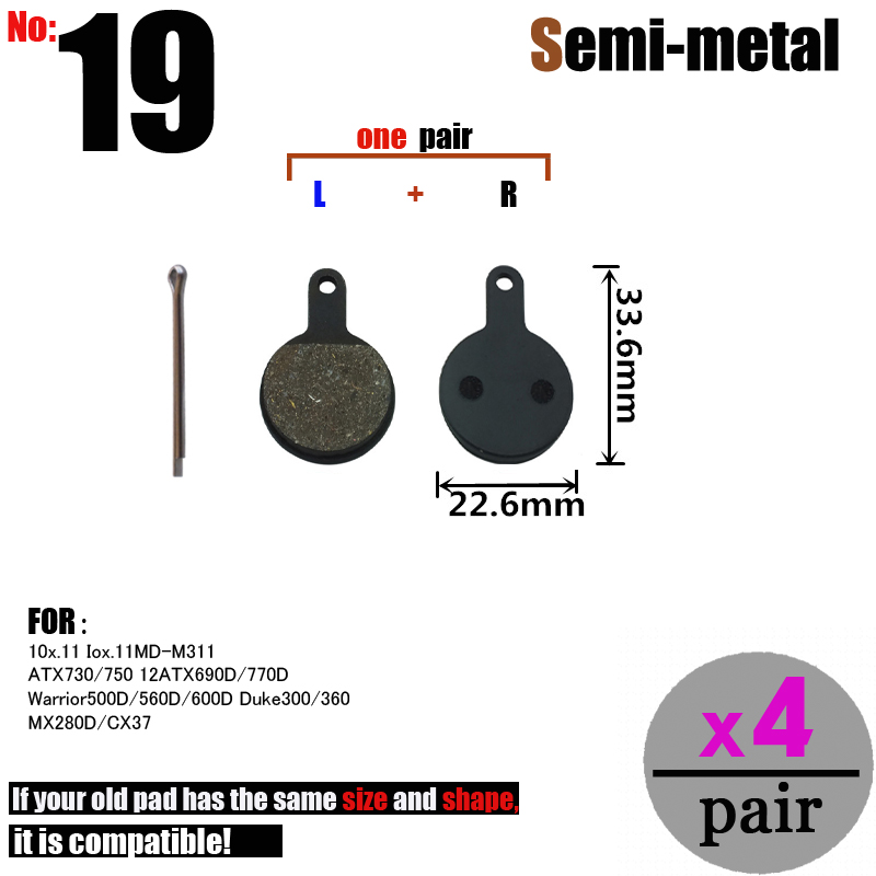 4 Paar Fiets Schijfremblokken Fiets Voor Shimano Xt/R Zoom 975 985 Zee MT5 315 Magura MT8 sram Avid BB5 Elixir DB1S Semi-Metallic: Donkergrijs