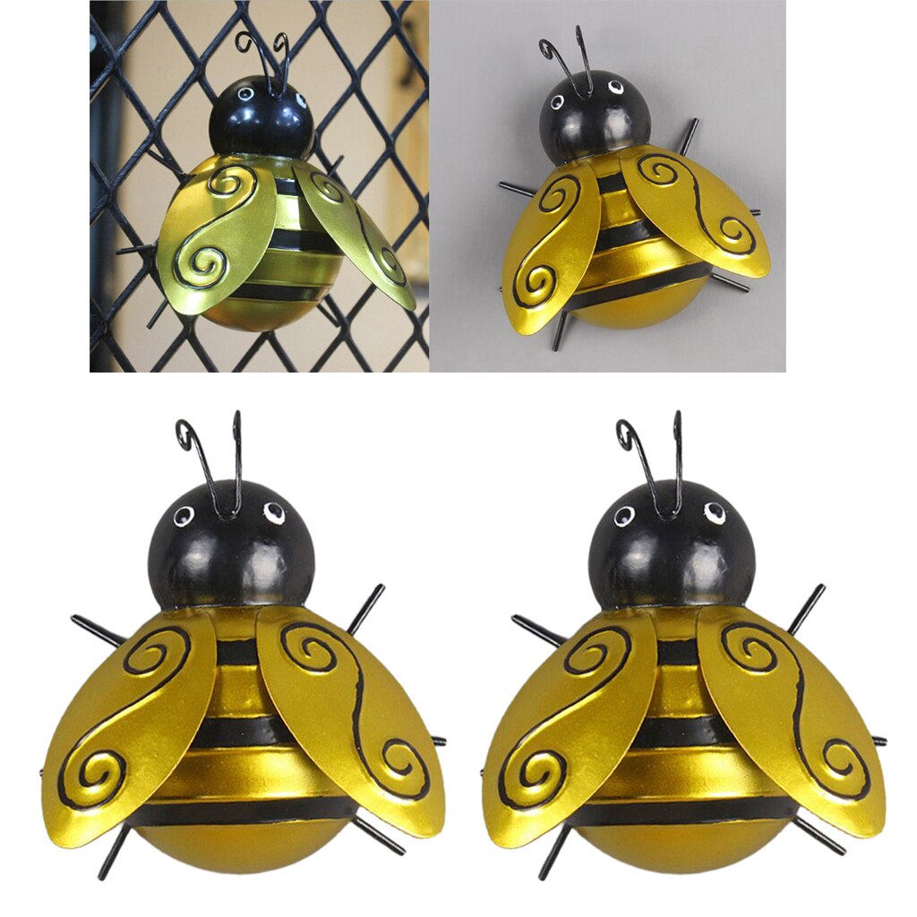 2 stk metal kunst bee væg kunst ornamenter sommer haven indretning insekter skulpturer