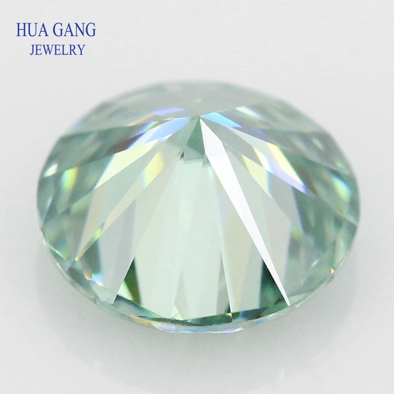 0.5 Carat Light Green Moissanite Brilliant Cut Light Green Moissanite Stone Beads 5.0mm VVS1 Excellent Cut Grade Test Positive