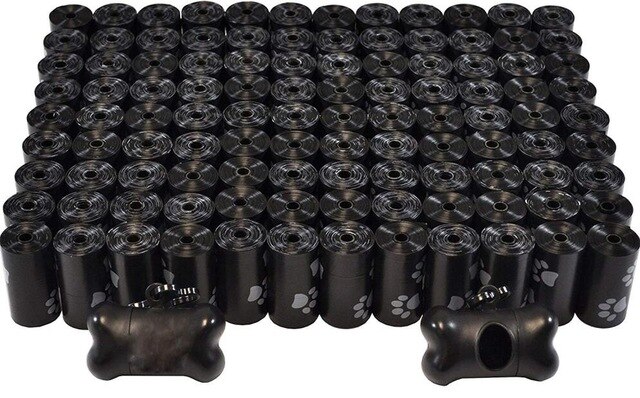 50Rolls Dog Poop Bags Pet Waste Garbage Bags Biodegradable Outdoor Carrier Holder Dispenser Clean Pick up Tools Pet Accessories: black 50rolls