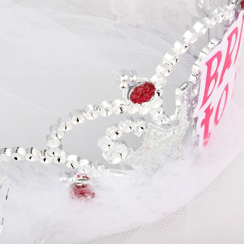Bruid Om Crown Tiara Kant Sluier Veer Haar Hoepel Meisje Bachelor Night Party Voordat Bruiloft Decor Accessoires