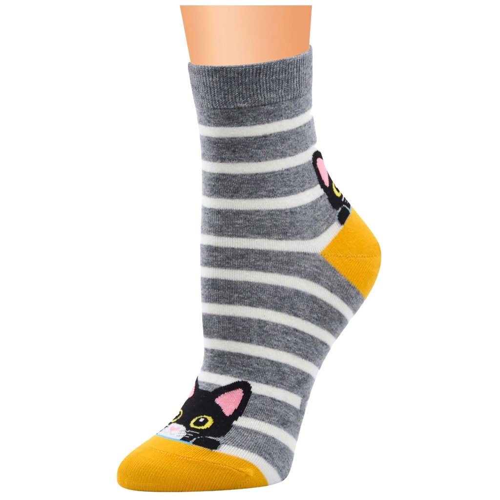 Socks Women Girls Casual Stripe Cat Printing Cotton Women Socks Harajuku Skarpetki Calcetines Mujer Носки Женские