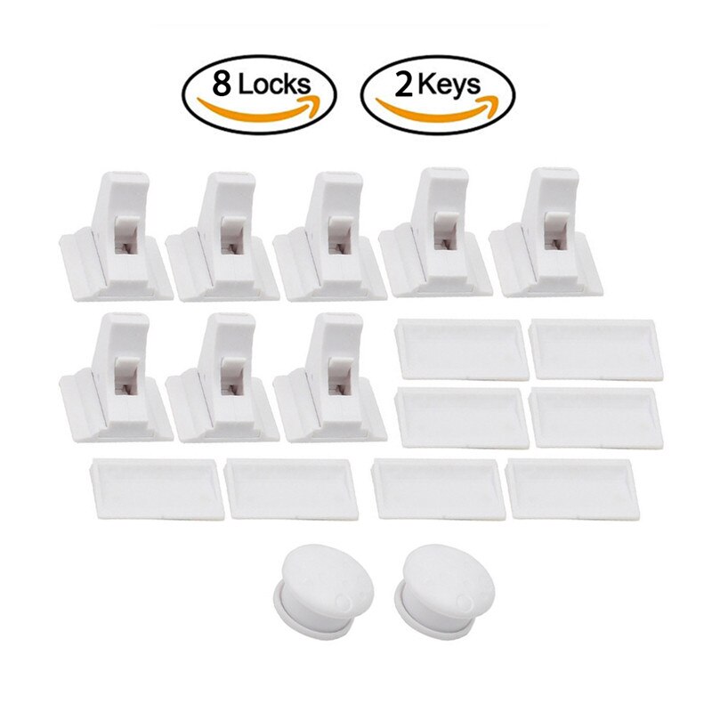 Magnetic Child Lock Children Protection Baby Safety Lock Drawer Latch Cabinet Door Lock Limiter Children Security Locks: 8ps lock 2key
