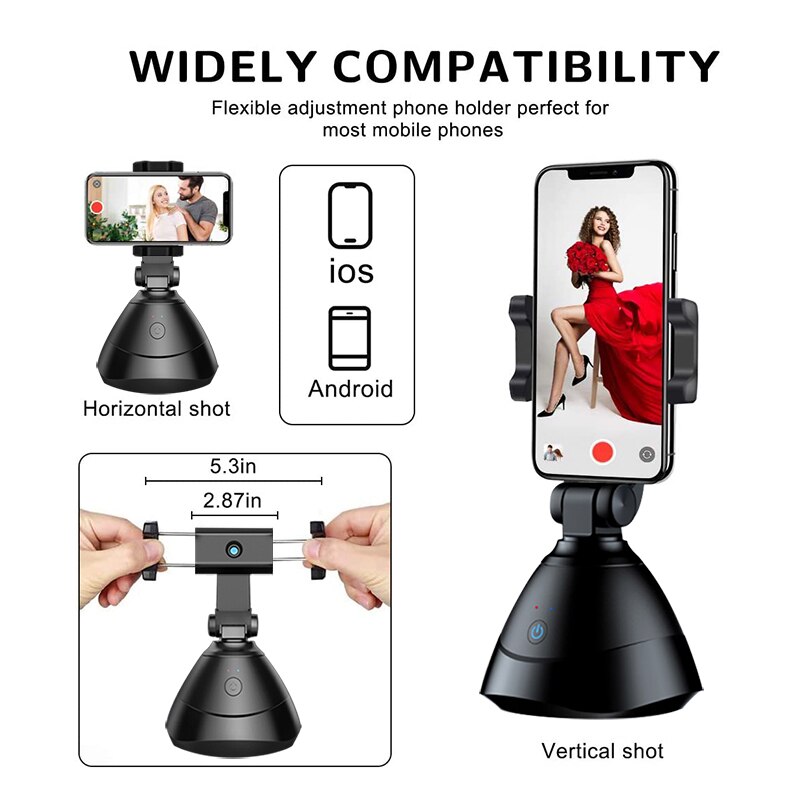 Roter live oppfølging panorer/vip smart fotograferingsplattform mobiltelefonholder/live 360 assistent bluetooth kontroll selfie ptz