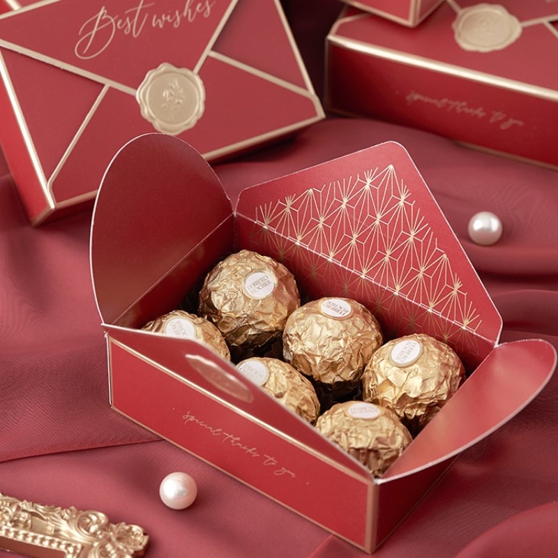 10 stücke retro Rosa Hochzeit Zucker Schokolade Kasten Hochzeit Bevorzugt Süßigkeit Kasten Partei Liefert Verpackung Boxen