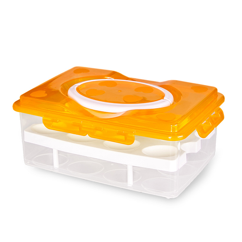 24 Grid Ei Opbergdoos Voedsel Scherper Container Organizer Handige Dubbele Laag Plastic Boxs Multifunctionele Keuken Producten: Oranje