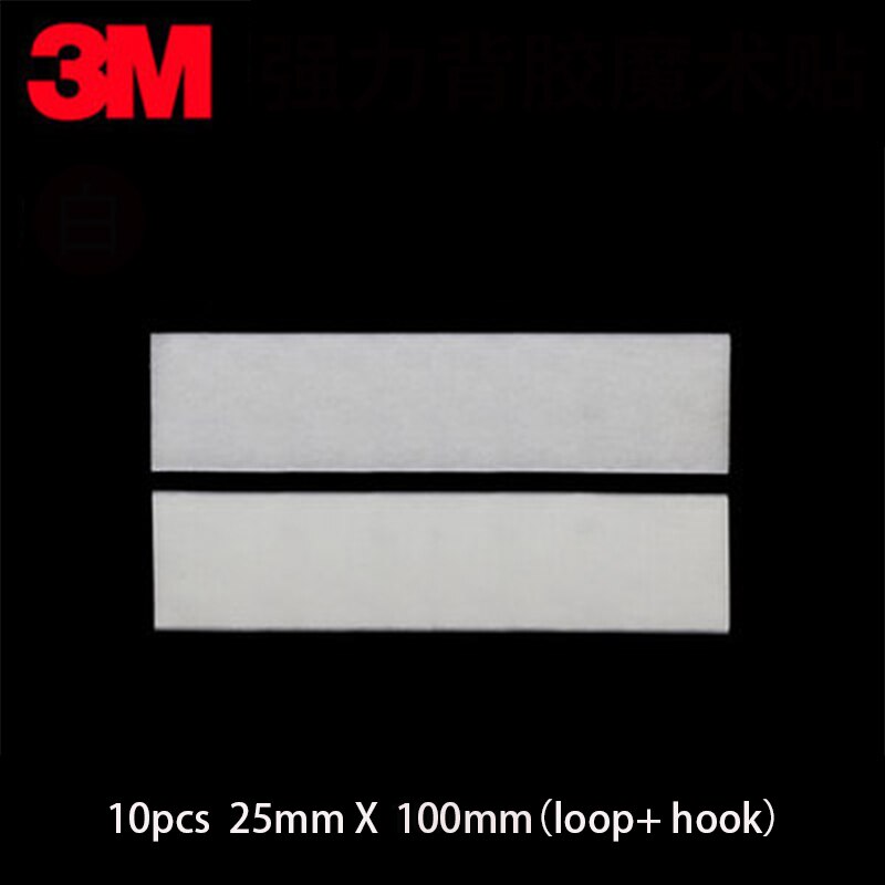 10PCS 3M Double-sided Adhesive Velcros Strong Self-adhesive Hook and Loop Tape nylon sticker velcros Glue for DIY fixing automob: white 25mm x 100mm