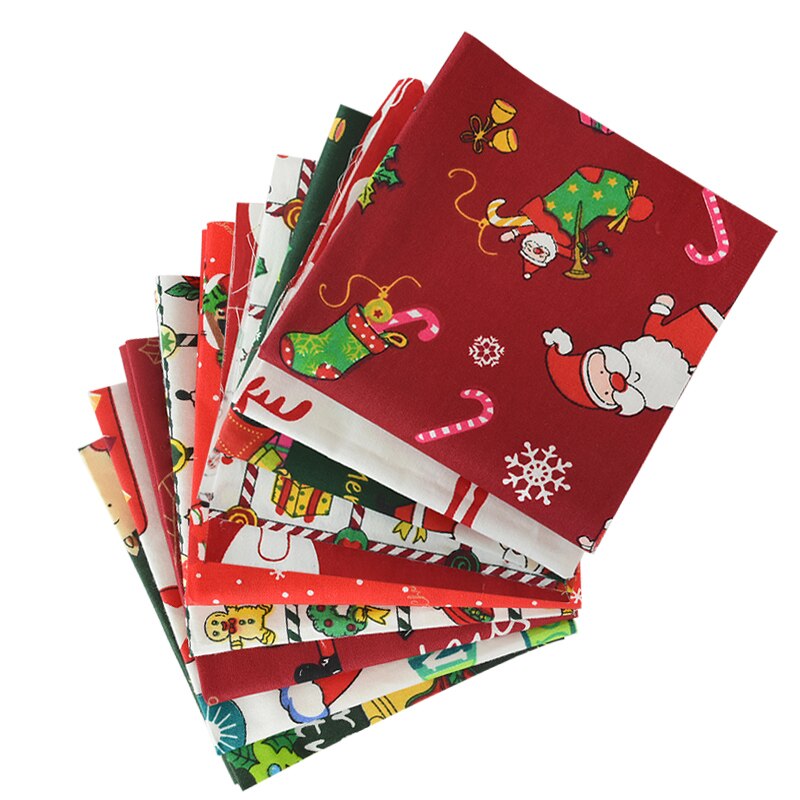 10 stk julemanden med trykt bomuldssystof til patchwork håndarbejde diy håndlavet materiale julepynt: Stil 2
