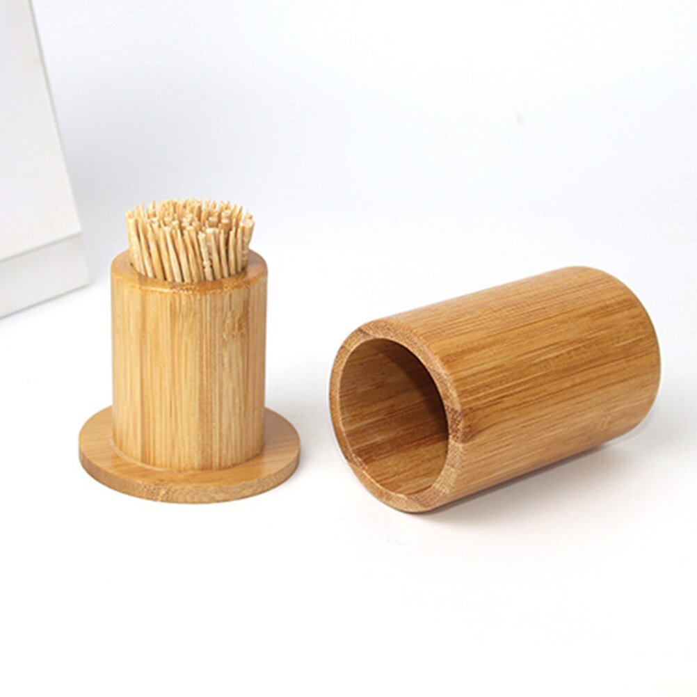 Söt bambu trä tandpetare hållare carving tandpetare låda bärbar förvaringslåda för hushållskök organisation