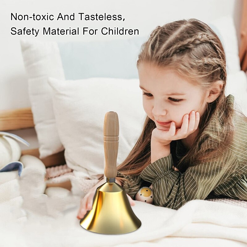 4.33 Inch Large Hand Call Bell With Wood Handle,For Kids And Adults,Used For Weddings,School Classroom,Service And Game CNIM