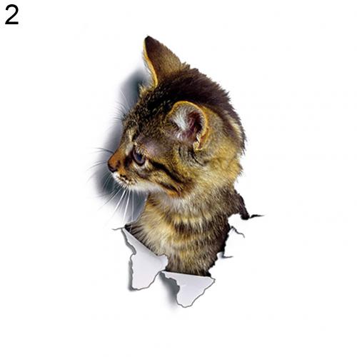 Leuke 3D Kat Sticker Muur Art Sticker Home Decoratie Badkamer Wc Deksel Cover Decal Grappige Decoratie: 2