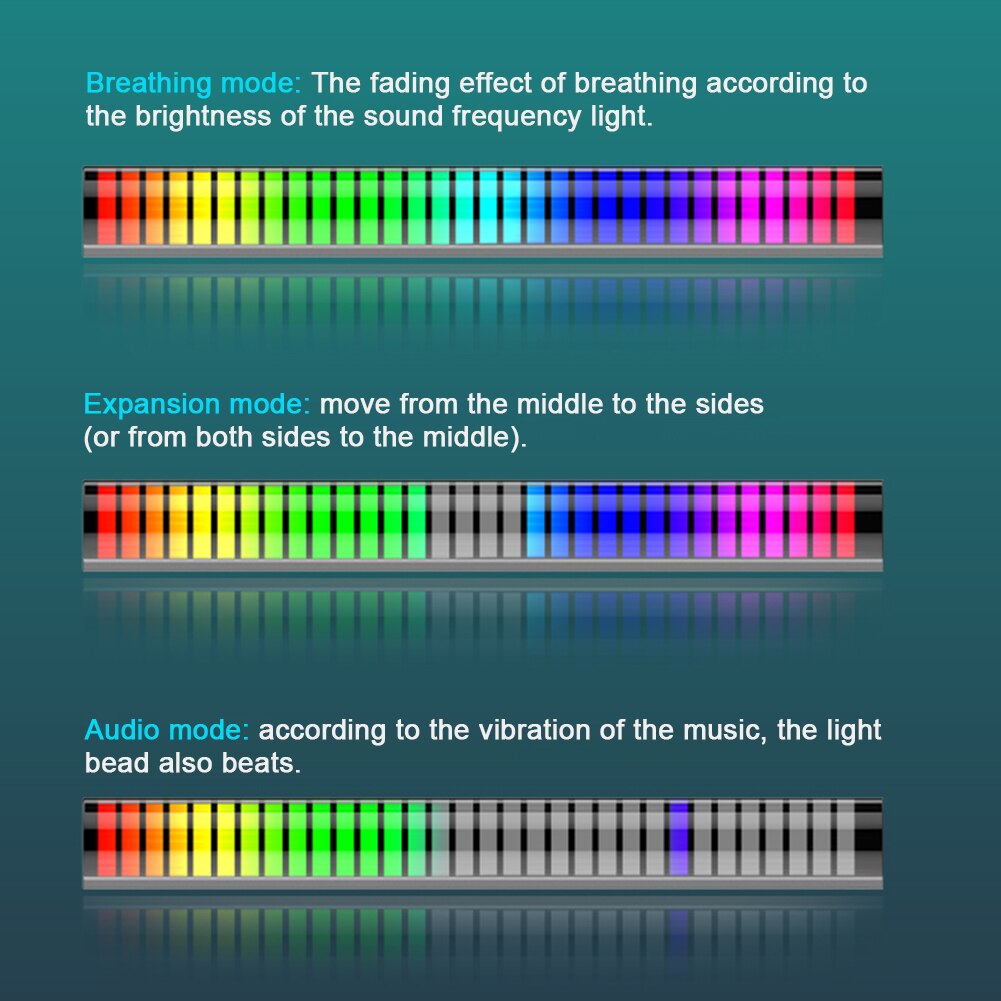 APP Control Voice Activated Rhythm Lamp 32-Bit RGB Audio Spectrum Bar Pickup Colorful Music Ambient DJ LED Level Light